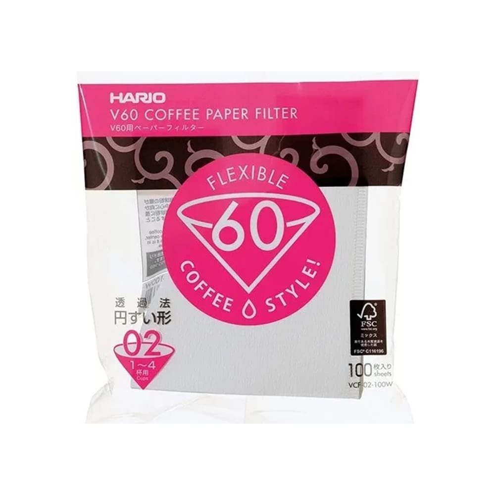 Hario Papierfilter V60-02 (VCF-02-100W), weiß, 100